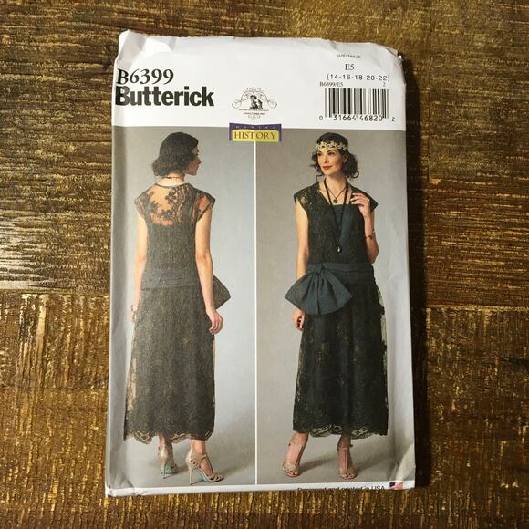 Butterick Sewing Pattern B6399 Roaring 1920s Flapper Titanic Gatsby 14-22 UNCUT - Picture 1 of 3